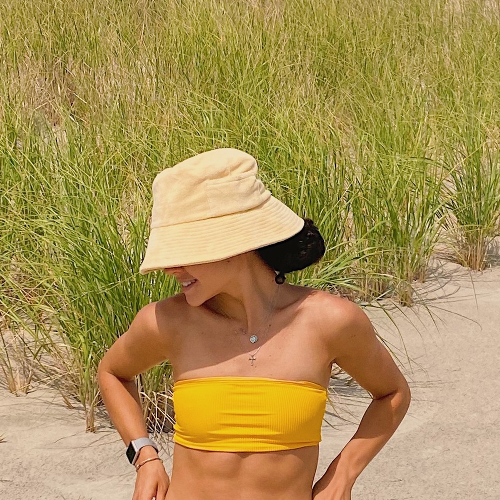 lack of color wave terry bucket hat in yellow
